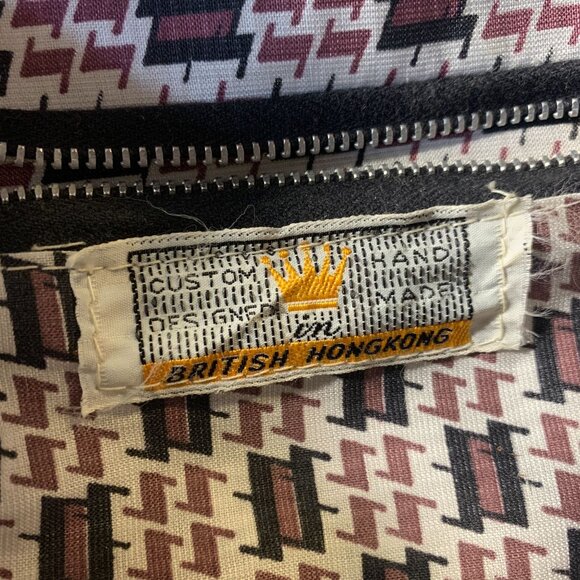 Vintage British Hong Kong Woven Wicker Basket Purse Handbag Black Gold - Picture 7 of 11